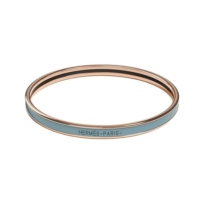 HERMES Enamel Bangles Unisex Sharton Blue