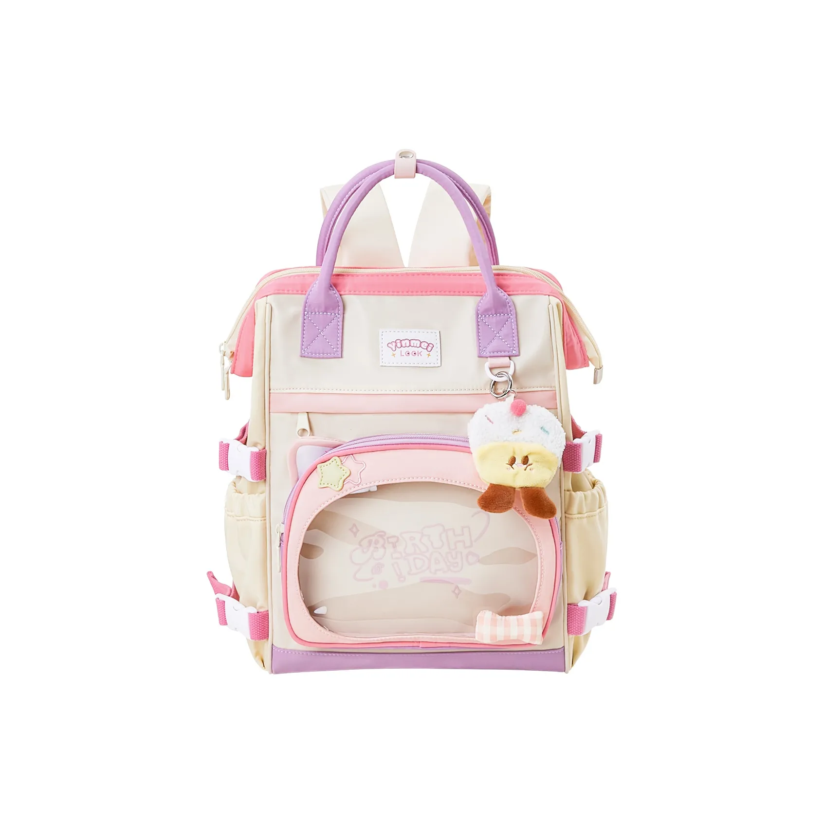 Valentino Bags Liuto Portafogli marrone con monogramma e zip su tre lati Fabric Backpack Women's Pink/Dusty Pink