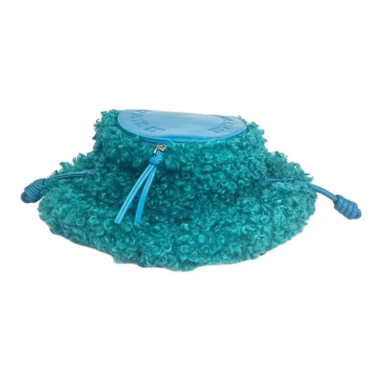 MUYSO Faux Fur Hats & Caps With Handbag Regular Women's Blue