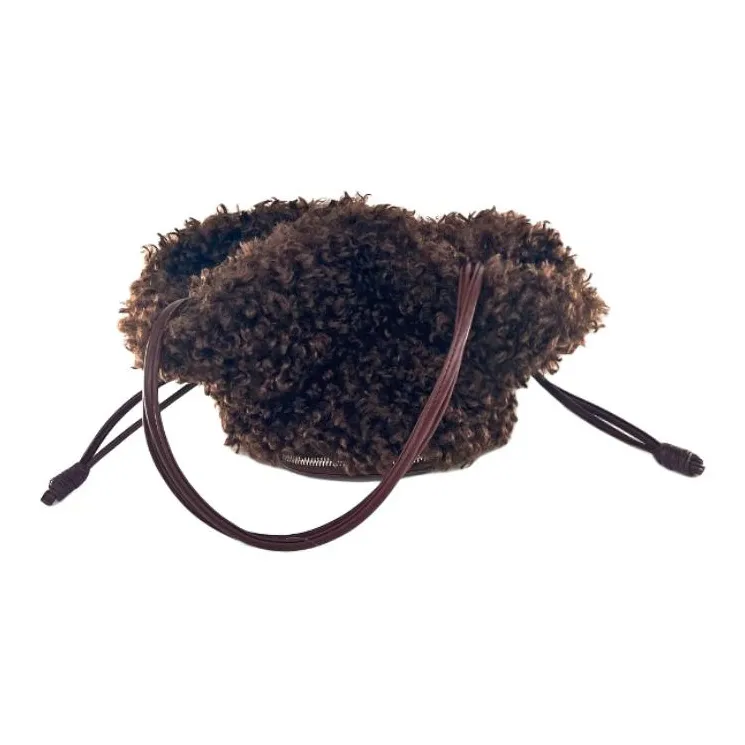 MUYSO Faux Fur Hats & Caps With Handbag Women's Mocha Brown