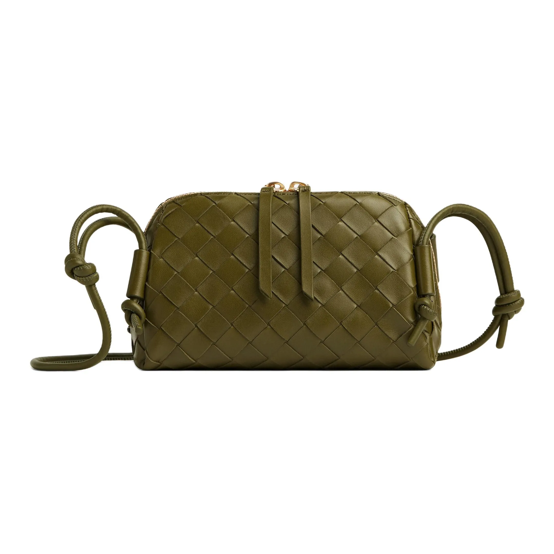 Bottega Veneta Sheepskin Crossbody One Shoulder Clutch Women's Olive Oil
