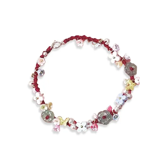 WANLIACC Ткань Богатство Цветочный Дизайн Бабочка Браслет Женский