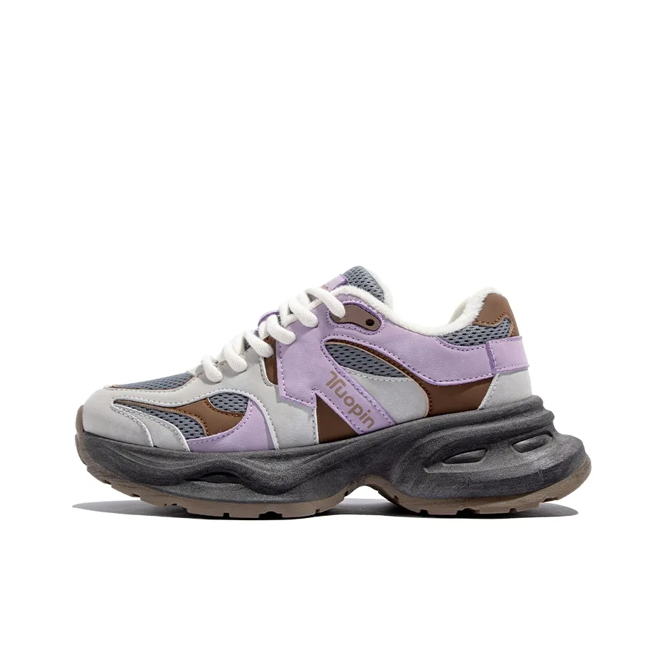 TUOPIN Pie Shoes Low Top Chunky Sneakers Women's Gray Purple