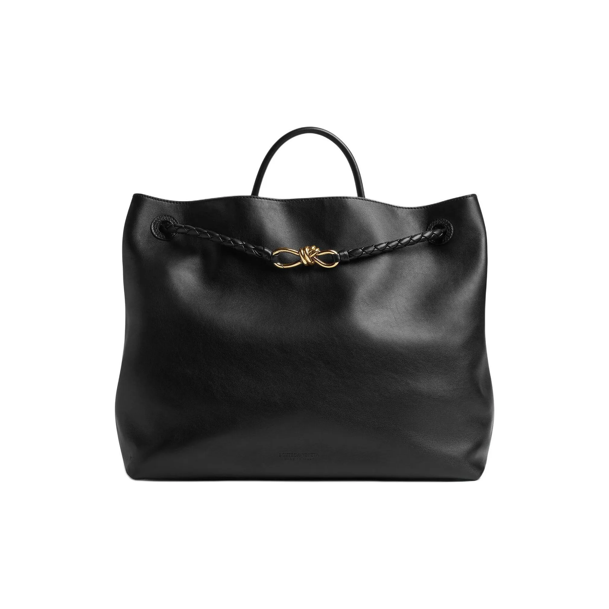 Bottega Veneta Andiamo Series Silky Cow Leather Shoulder Bag Crossbody Bag Handbag Large Size Women's Black