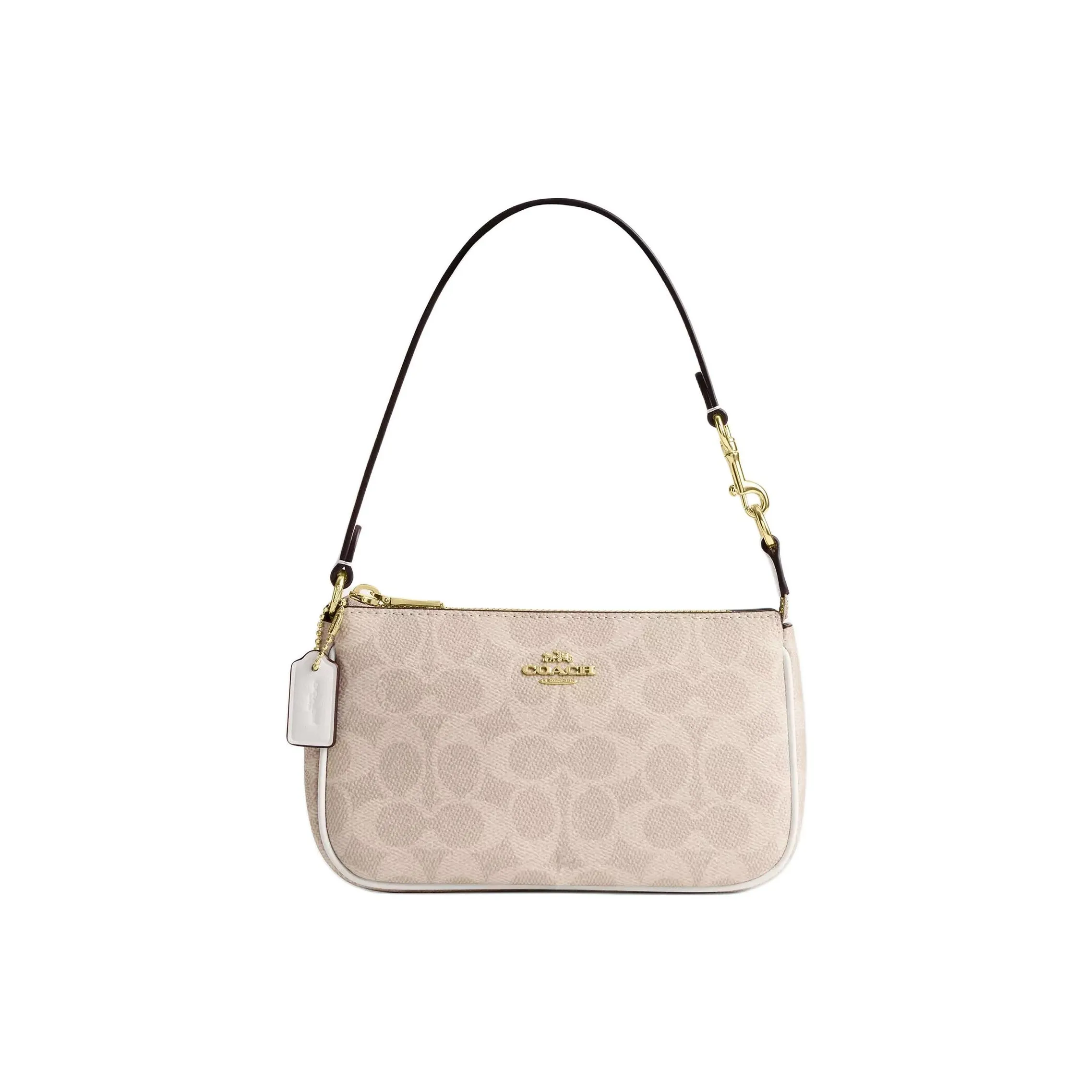 COACH Nolita Coated Canvas One Shoulder Handbags Small Size Women's Sand & Chalk White