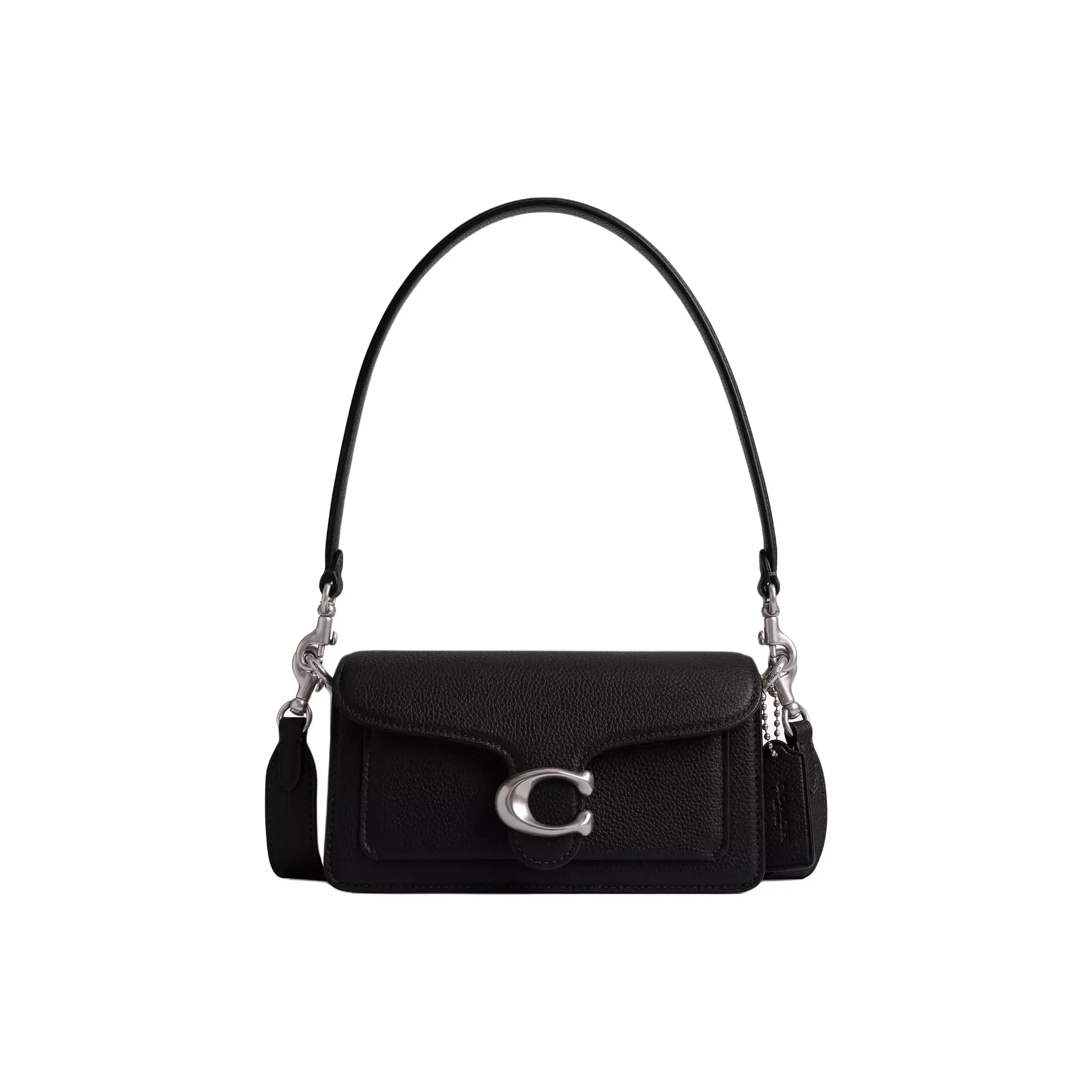 COACH Tabby Полированная кожа с галькой портативная сумка через плечо маленькая женская черная