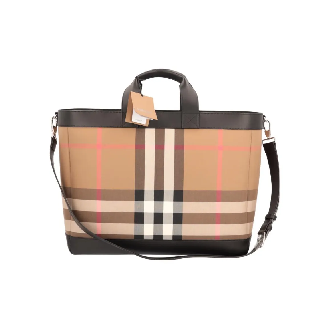 Burberry Canvas Tote Bag Shopping Bag Shoulder Bag Crossbody Bag Handbag Women's Beige & Black
