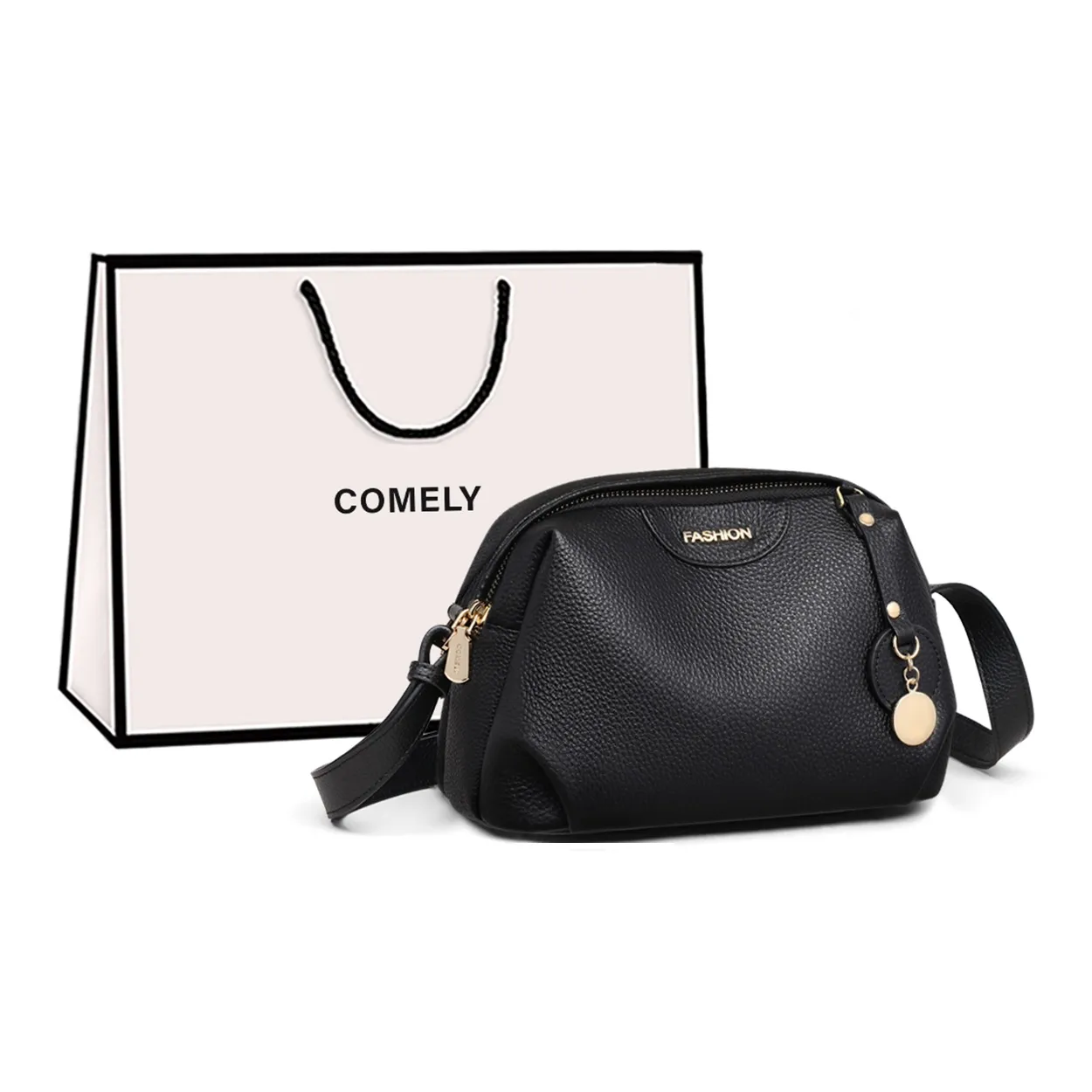 COMELY Коровья кожа с синтетической кожей сумка через плечо сумка на плечо стандартная женская черная