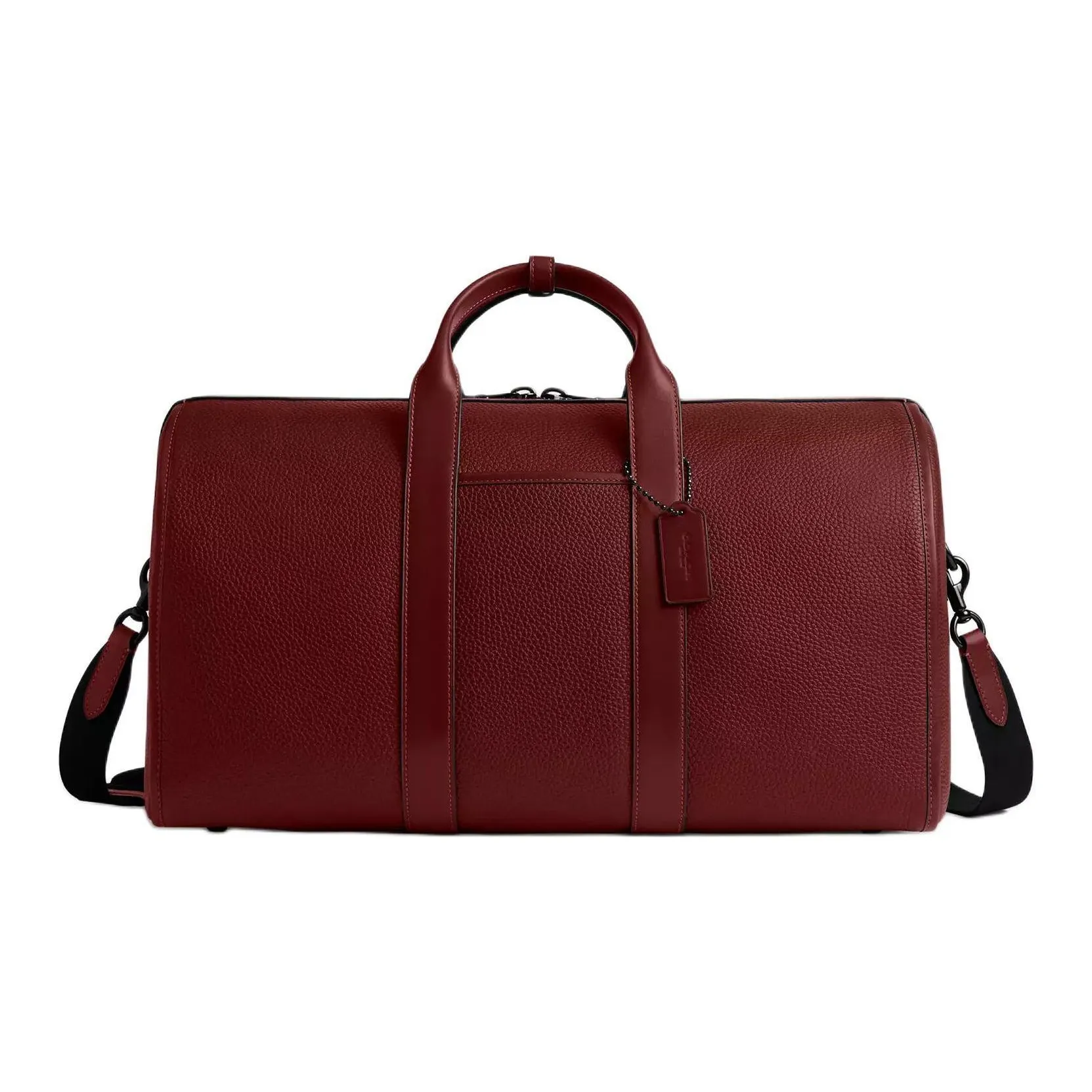 COACH Pebble Leather Handbag Travel Bag Tubas Men's Burgundy