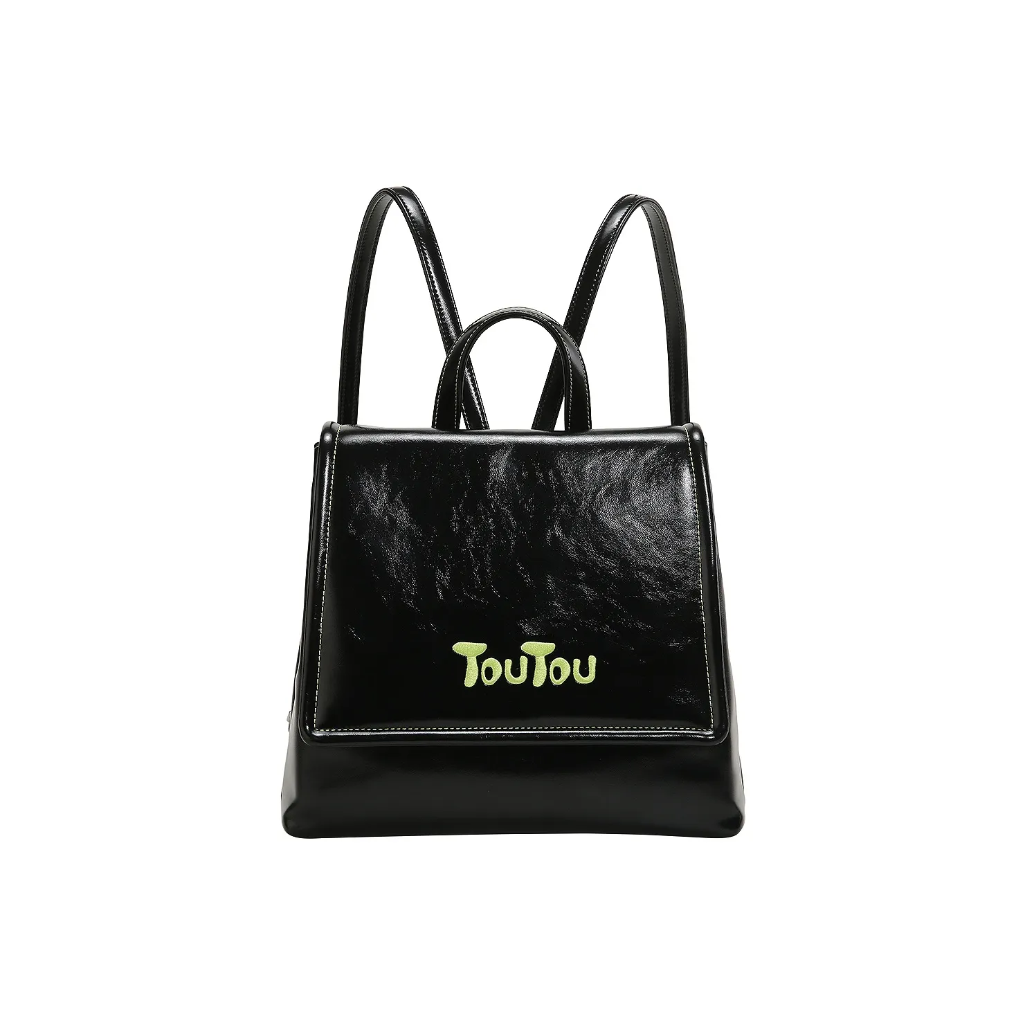 TOUTOU PU Backpack Medium Size Women's Oreo Black