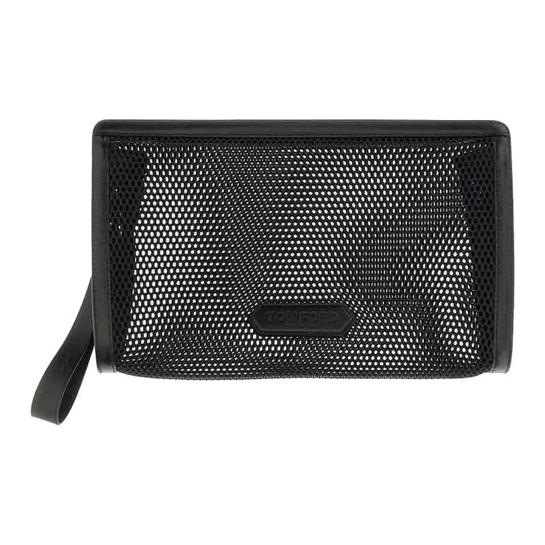 TOM FORD Logo Patch Mesh Zipped Clutch Bag