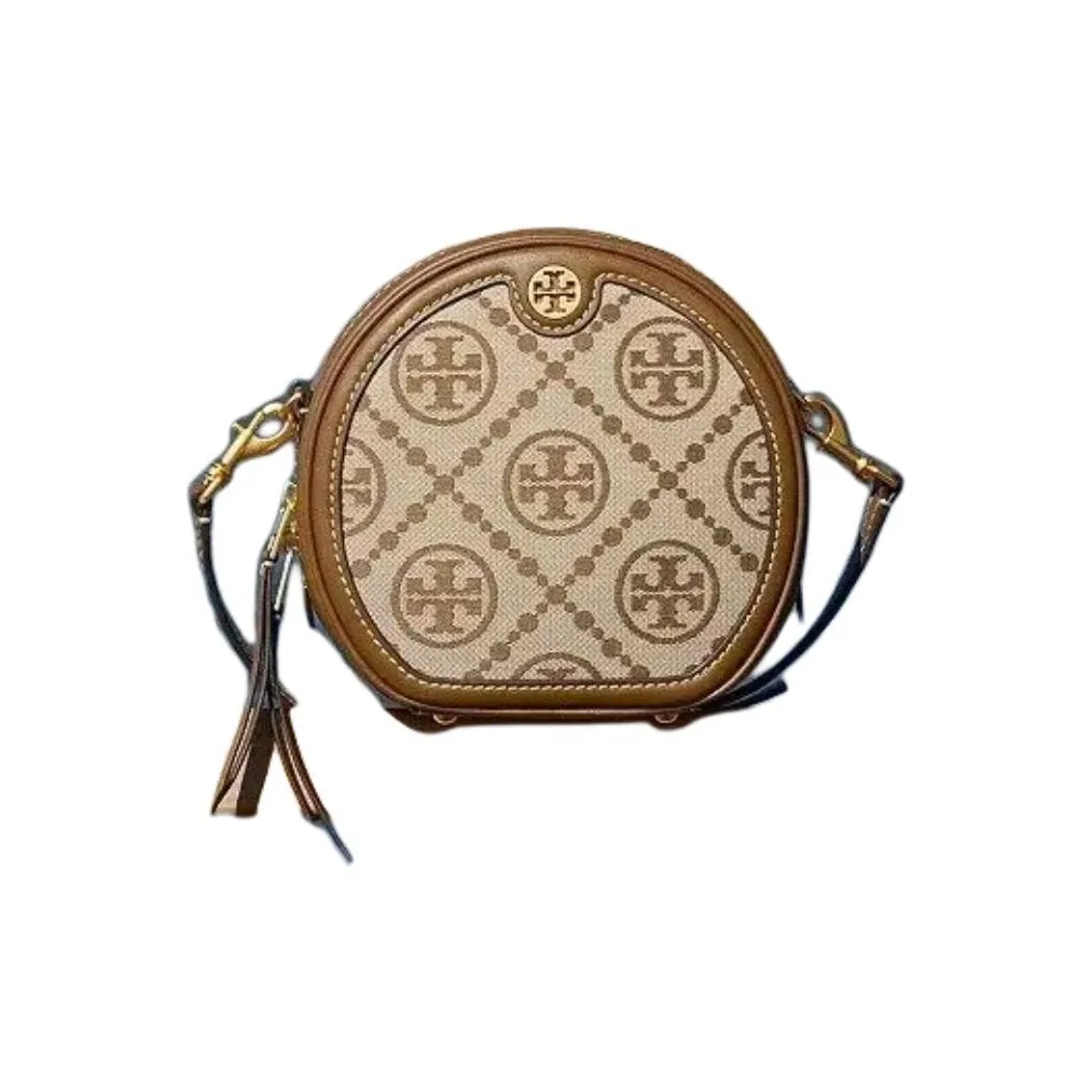 TORY BURCH T Monogram Jacquard Cow Leather Crossbody Bags Mini Women's Hazelnuts Brown