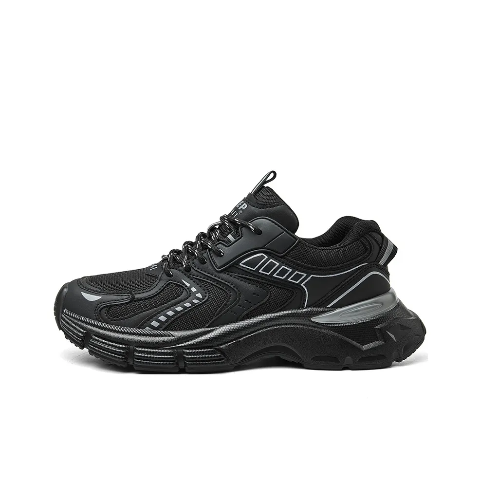 JEEP SPIRIT Street Style Comfortable Casual Low Top Chunky Sneakers Men's Graphite Black