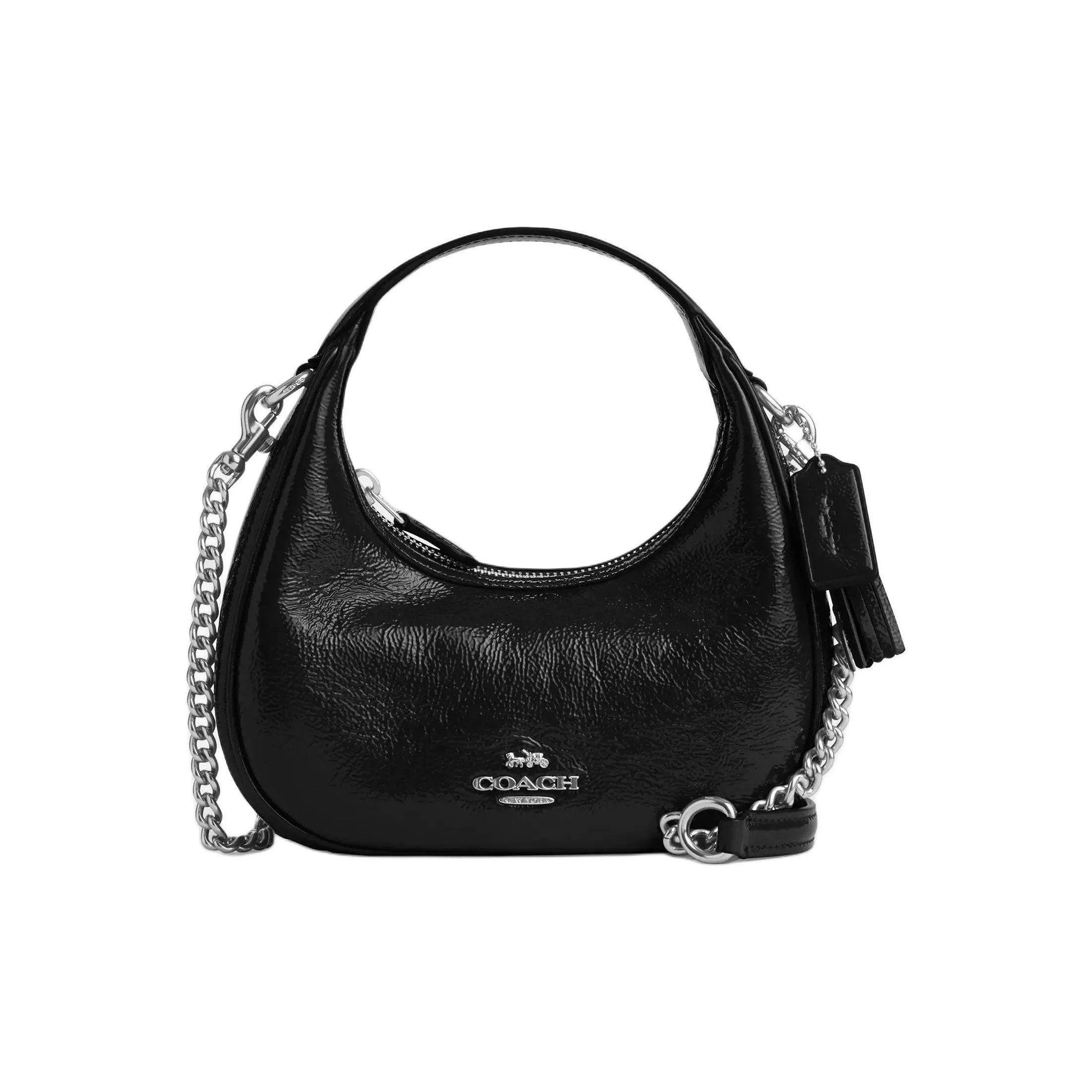 COACH CARMEN Patent Leather Shoulder Bag, Crossbody Bag, Handbag Mini Women's Black