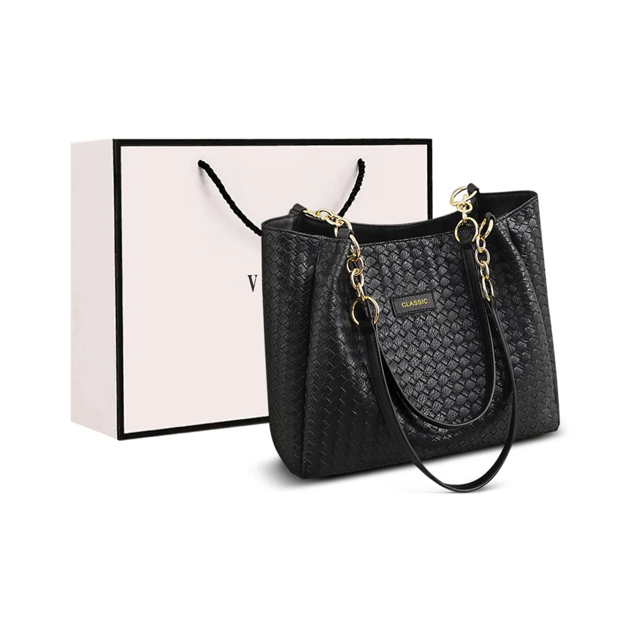 VINEY Сумка через плечо из коровьей кожи сумка-тоут сумка для покупок стандартная женская черная