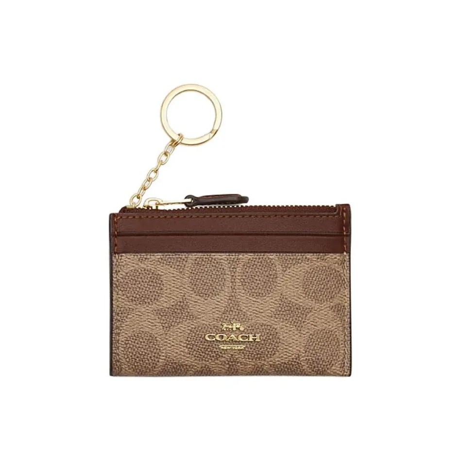 COACH Skinny Id Case Искусственная кожа пластик держатель для карт мини женский коричневый желтый и коричневый