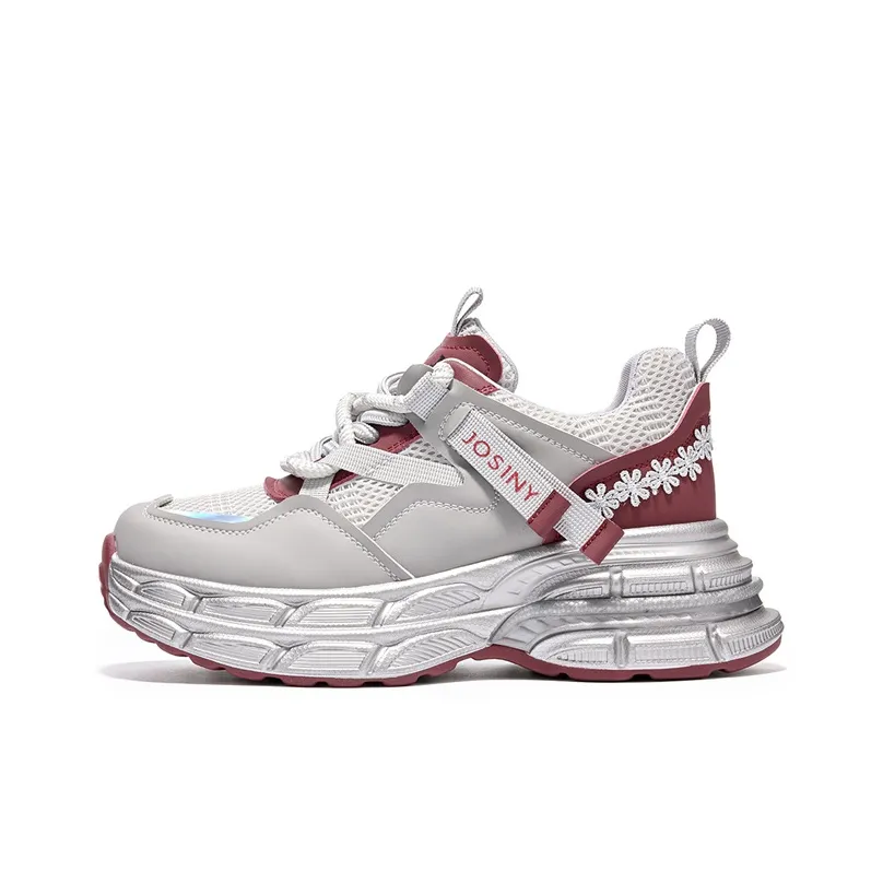 JOSINY Масло-Подошва Низкий Топ Серый Красный Каблук 6 см Женский