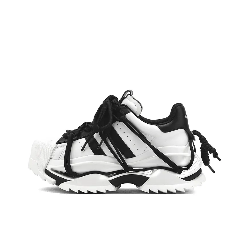 M88M Cushioning Anti Slip And Wear Resistant Low Top Chunky Sneakers Unisex Black White