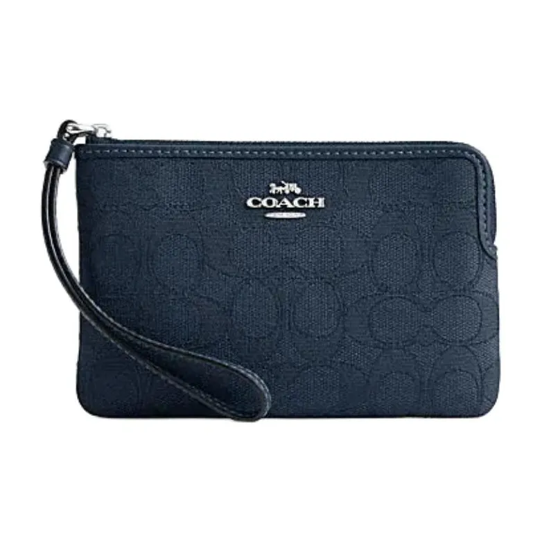 COACH Fabric Wrist Bag Clutch Trumpets Women's Deep Denim
