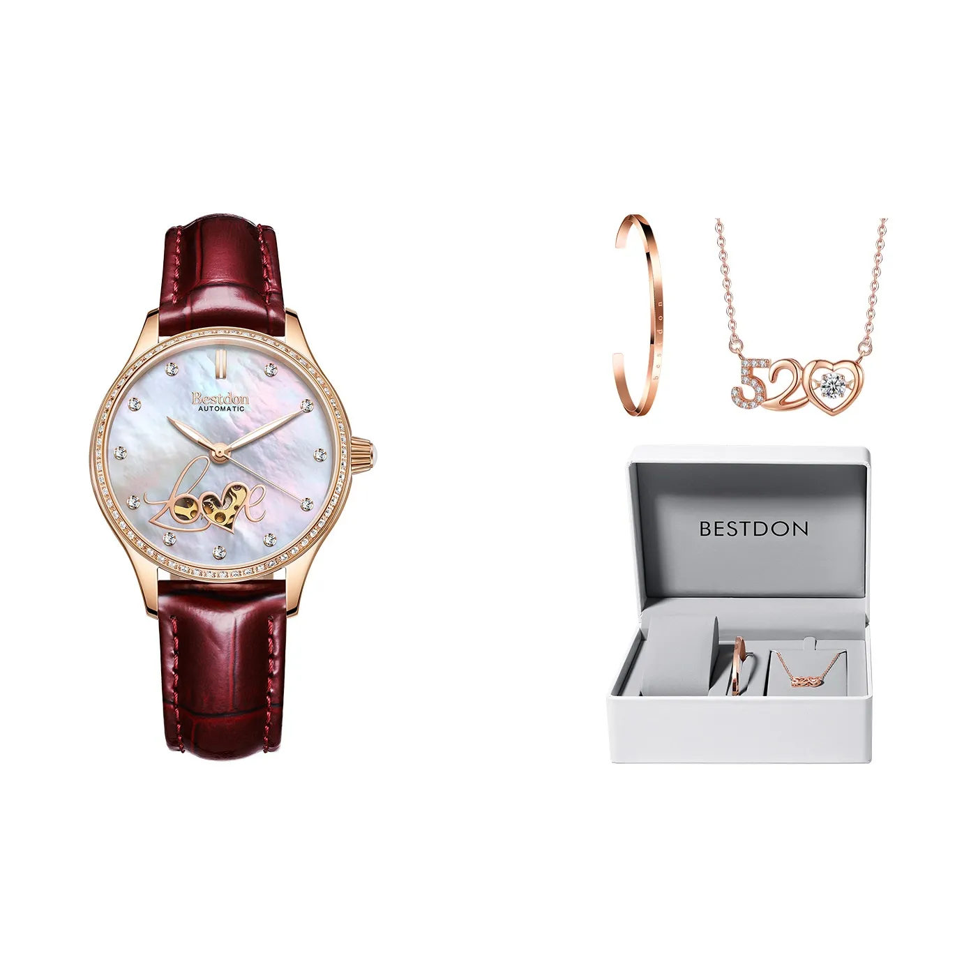 Bestdon Automatic Mechanical Movement Watch Women's Watch Mother-of-Pearl Color Watch Dial