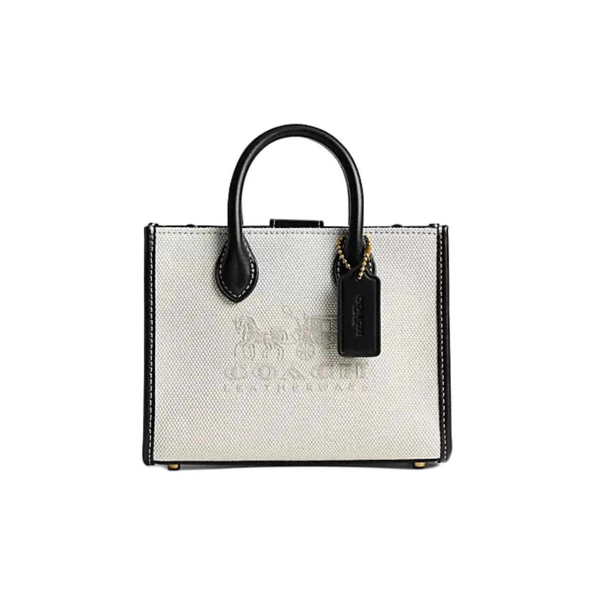 COACH Ace Холст Утончённая Кожа Сумка через плечо Сумка Маленькая Женская Белая и Чёрная