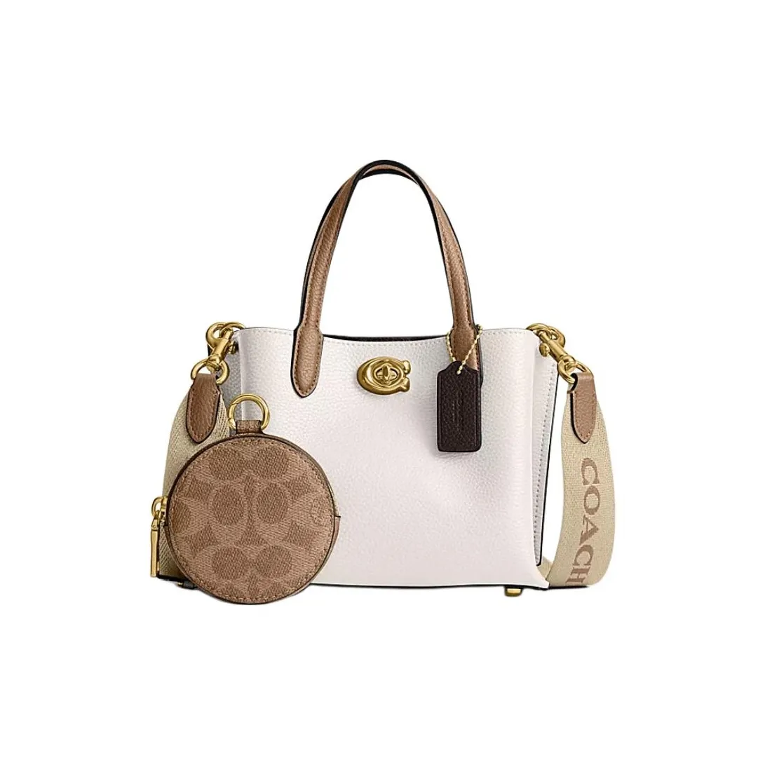 COACH Willow Песочный Кожа Одно Плечо Сумка через плечо Тоут Сумка Сумка для покупок Сумка Маленькая Женская Светло-Розовая