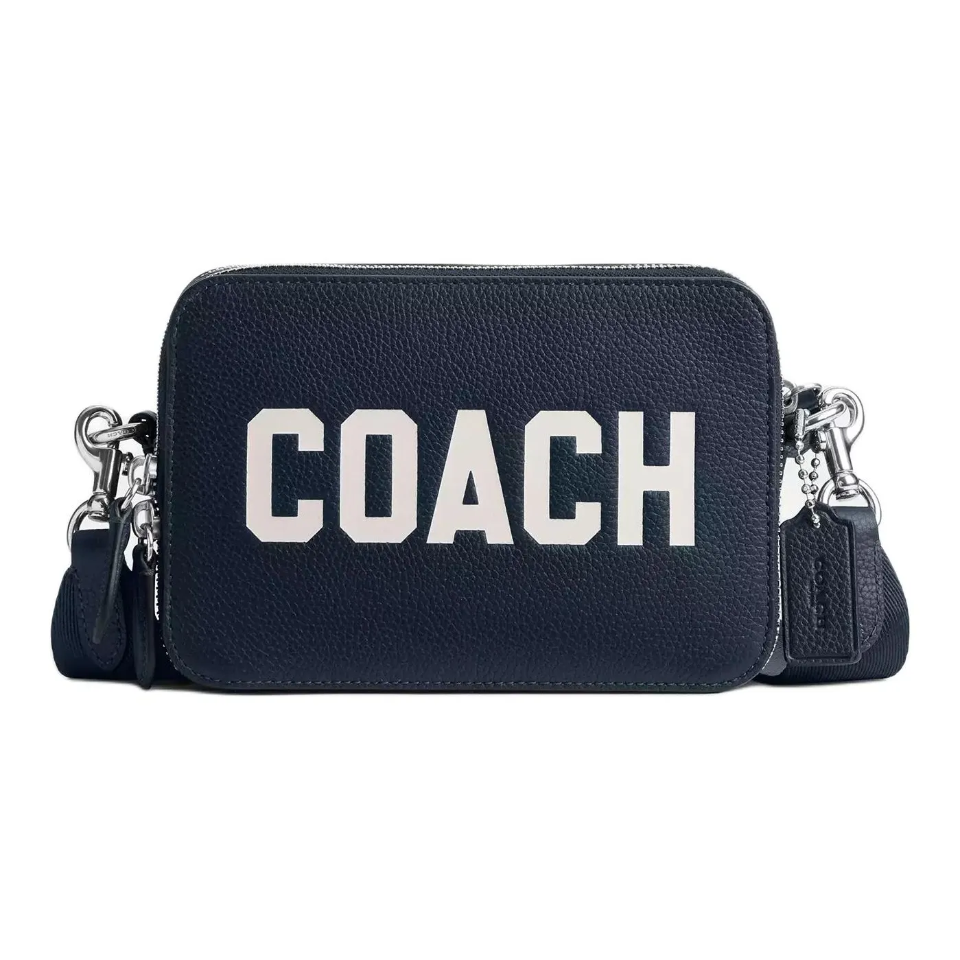 COACH Charter Полированная кожа с зернистой текстурой Сумка через плечо Маленькая Мужская Морской синий