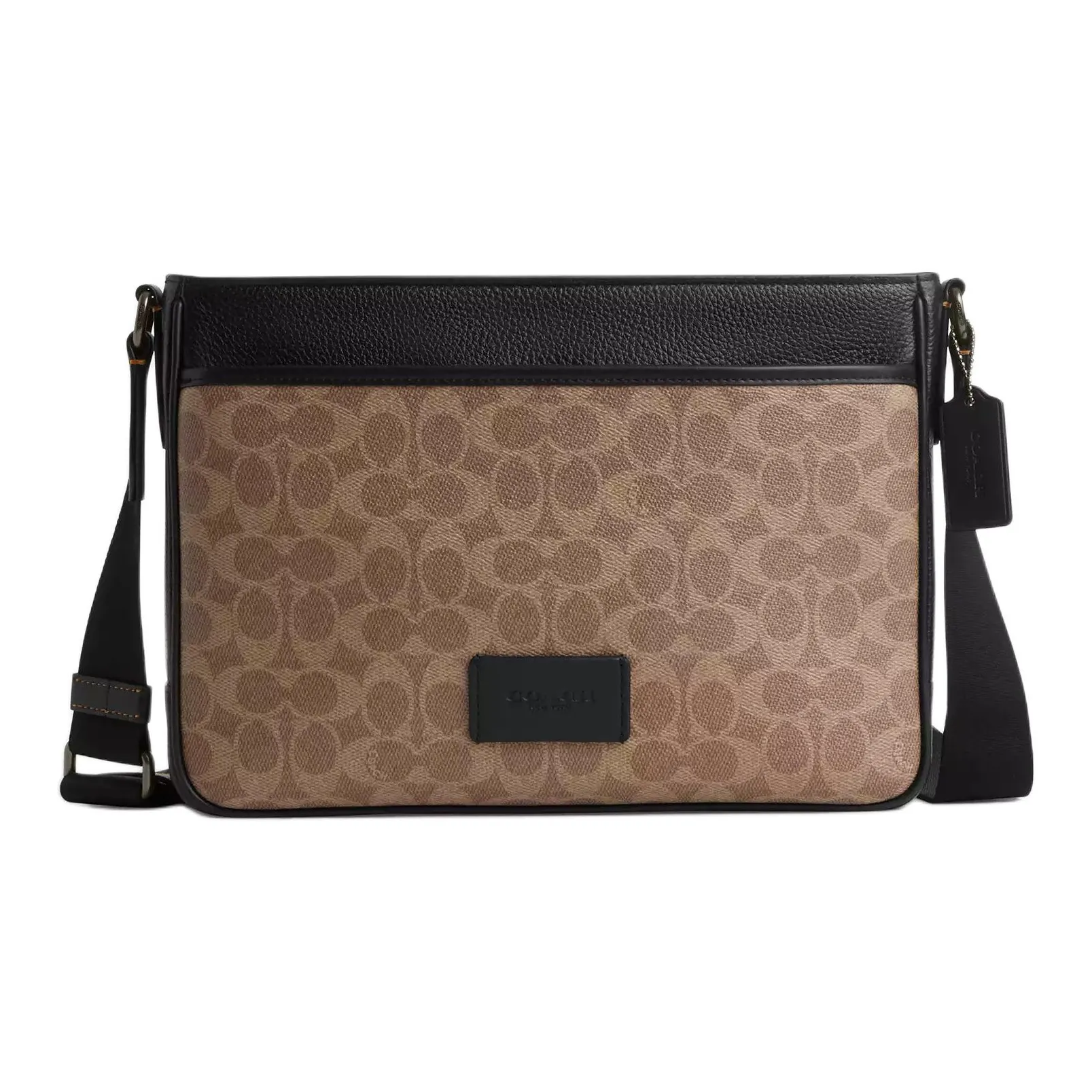 COACH Покрытие Холст Сумка через плечо Сумка на плечо Мужская Коричневый и Черный