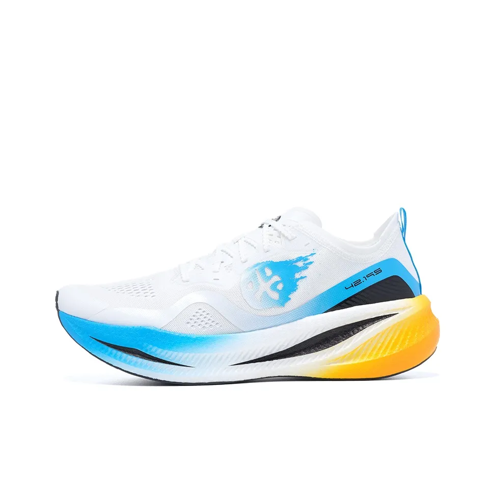 BMAI Carbon FLY Running Shoes Unisex Low Top Storm White/Apricot Yellow/Cerulean