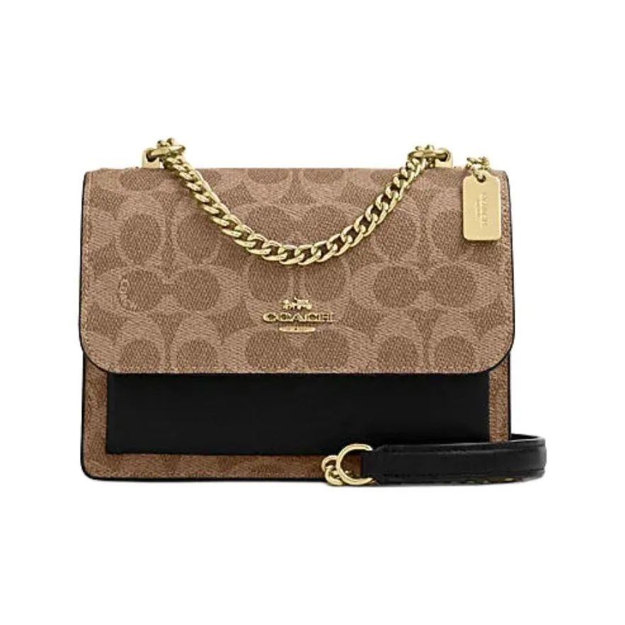 COACH Klare Искусственная кожа с коровьей кожей Сумка через плечо Мини Женская Коричневый Желтый Черный