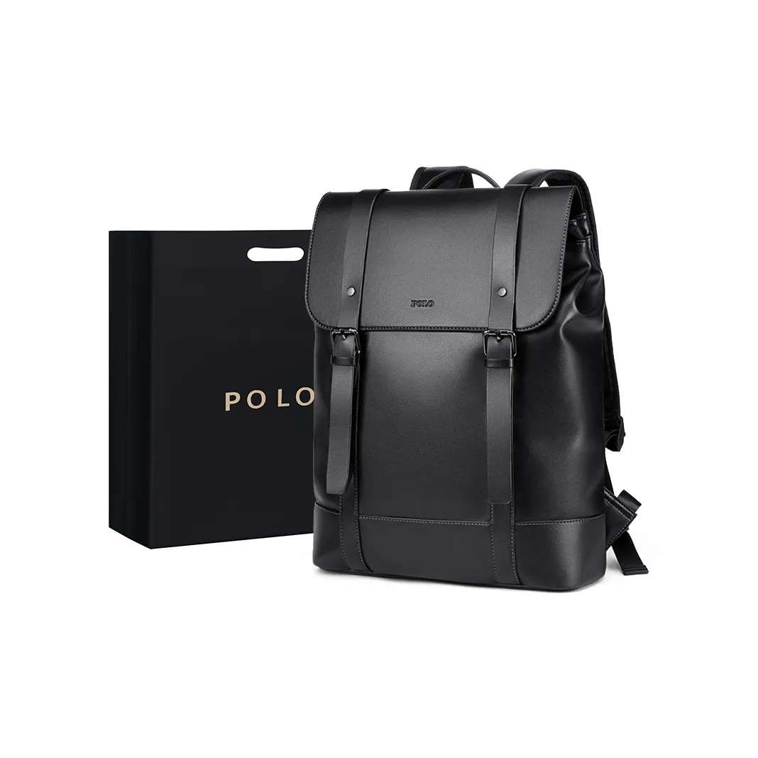 POLO Fabric, Synthetic Leather Backpack Tubas Men's Black