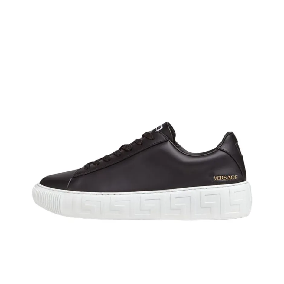 VERSACE Greca Lace-up Sneakers Black White