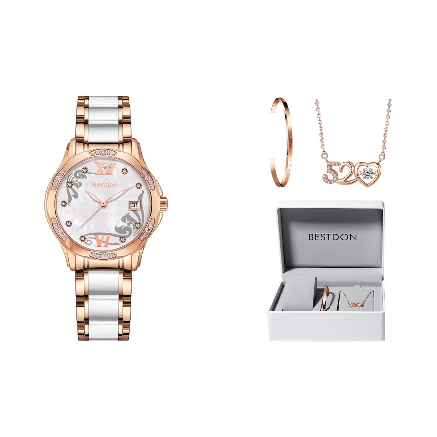 Bestdon Кварцевый механизм ремень из натуральной кожи женские часы белый циферблат