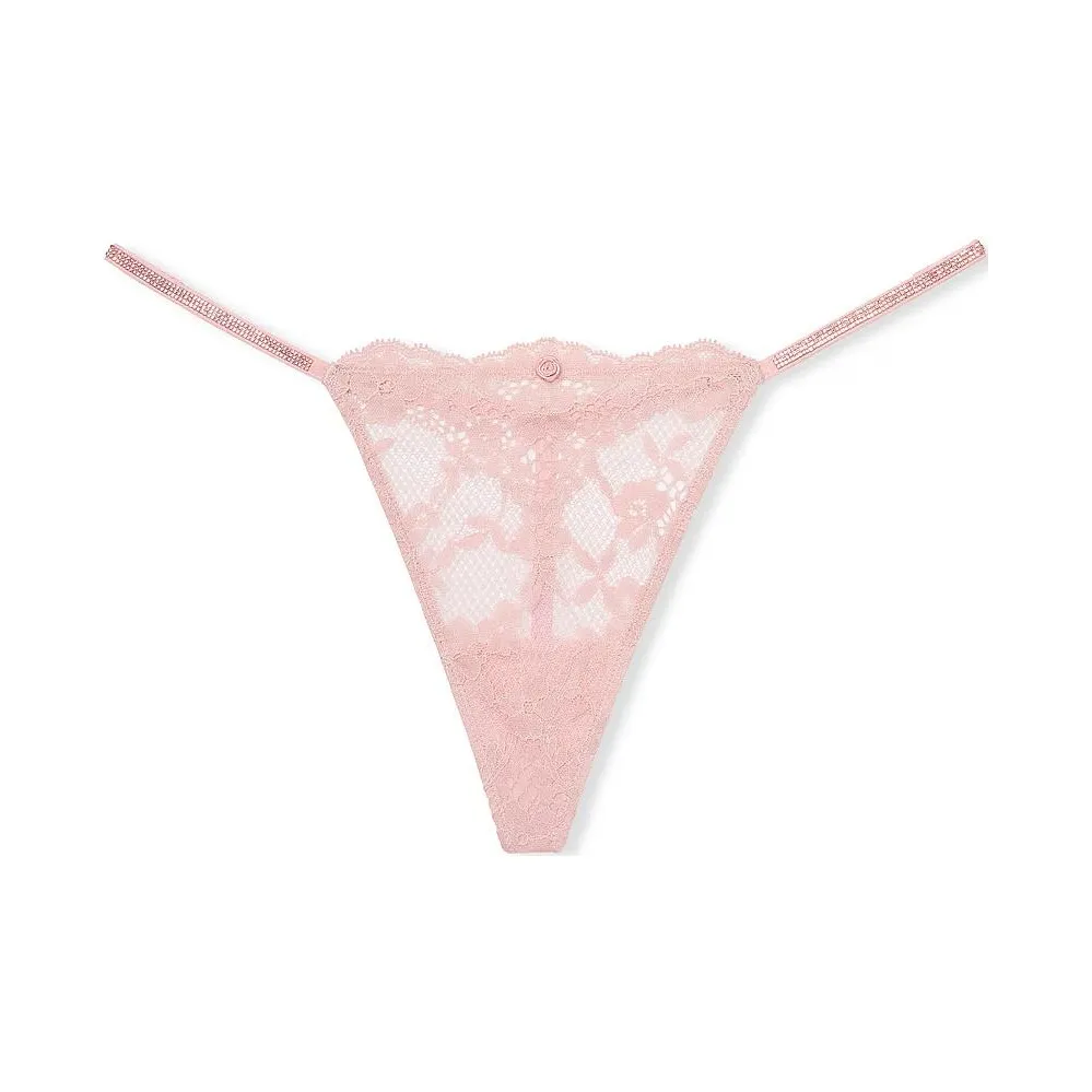 Victoria's Secret Dream Angels Twinkle Strap Lace V String Panty / C R Underpants Women's 1 Pack Pink