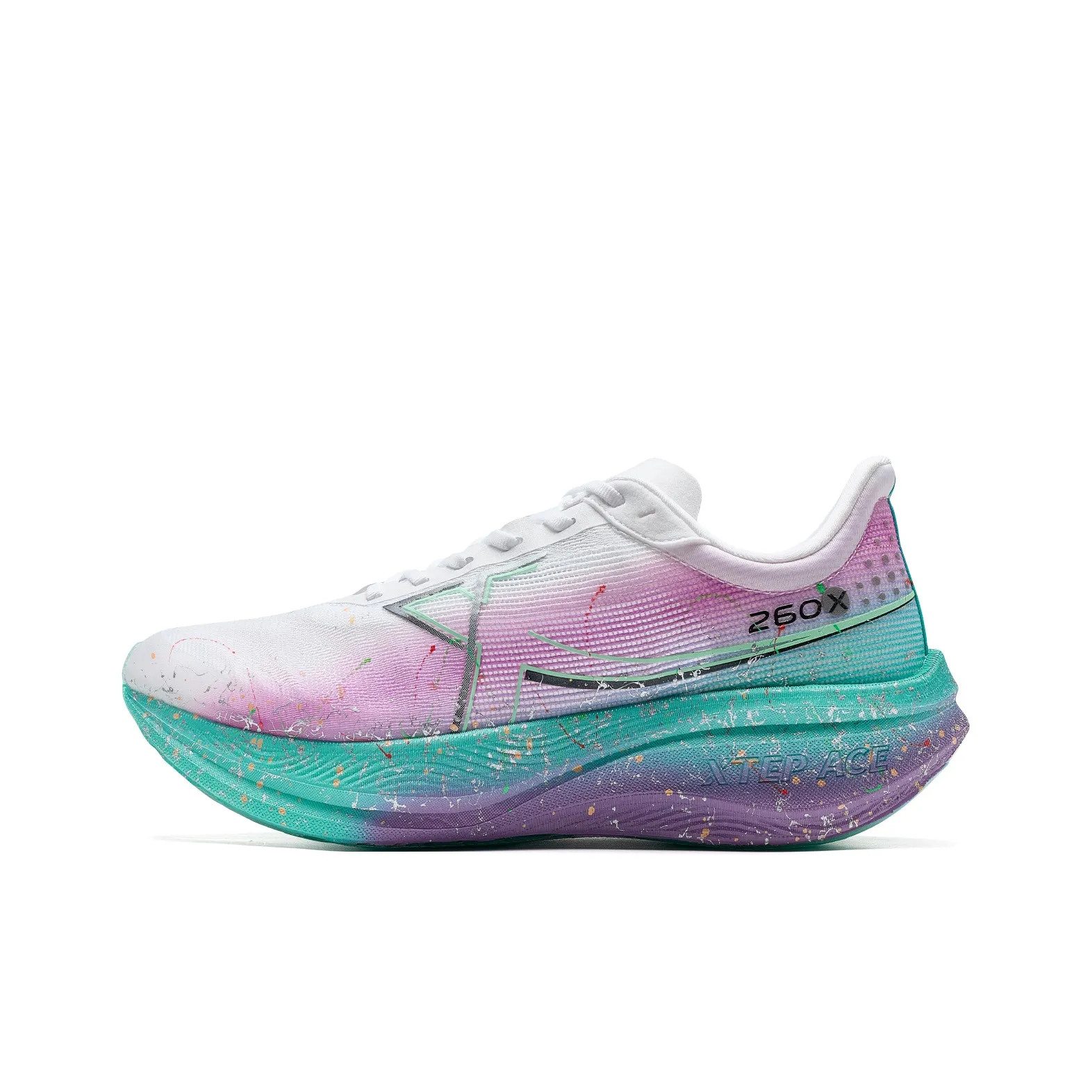 XTEP 260X 1.0 Wear-Resistant Support Low-Top Carbon Plate Running Shoes Men's White Purple