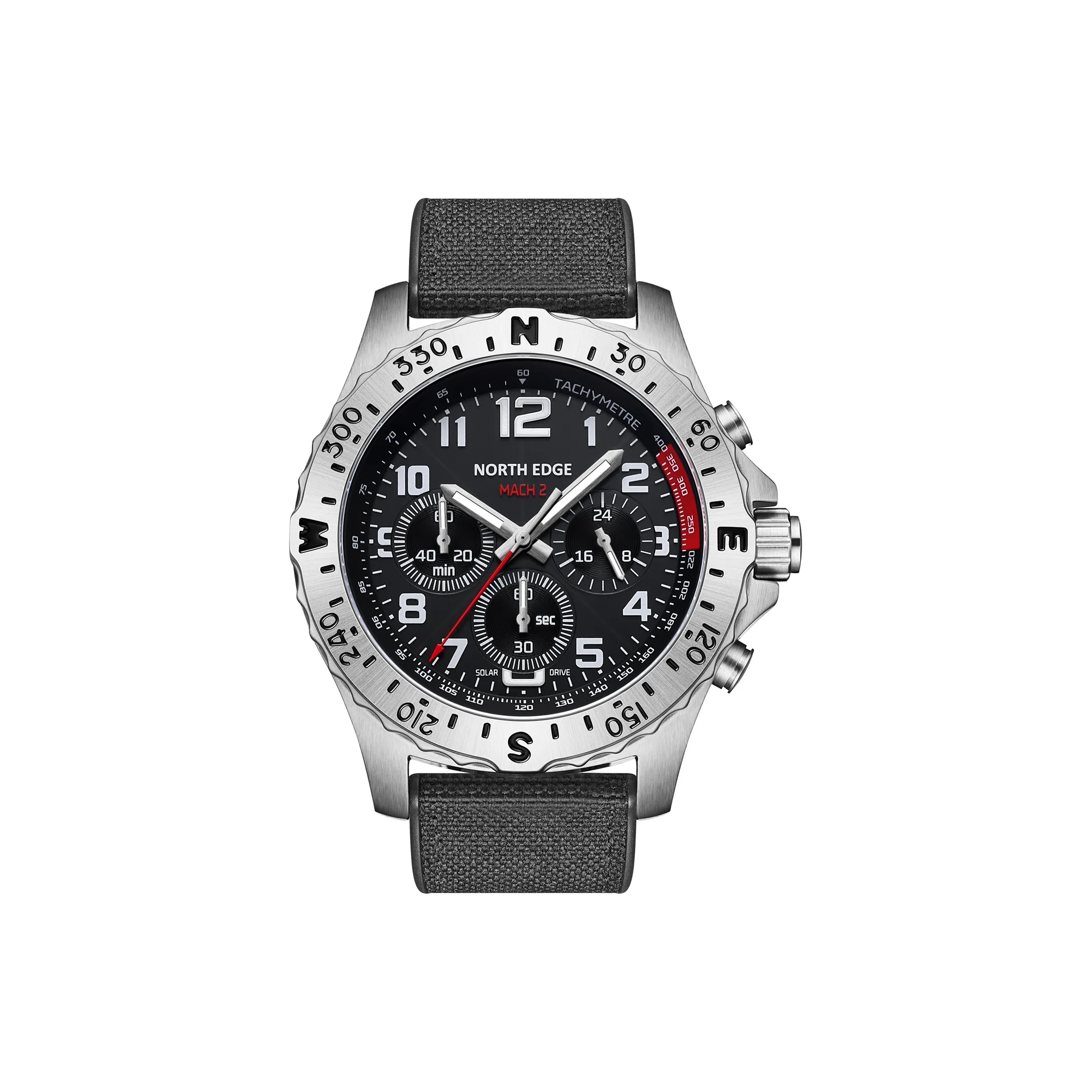 NORTH EDGE MACH2 Солнечный Кварцевый Механизм Часы Мужские Черный Циферблат