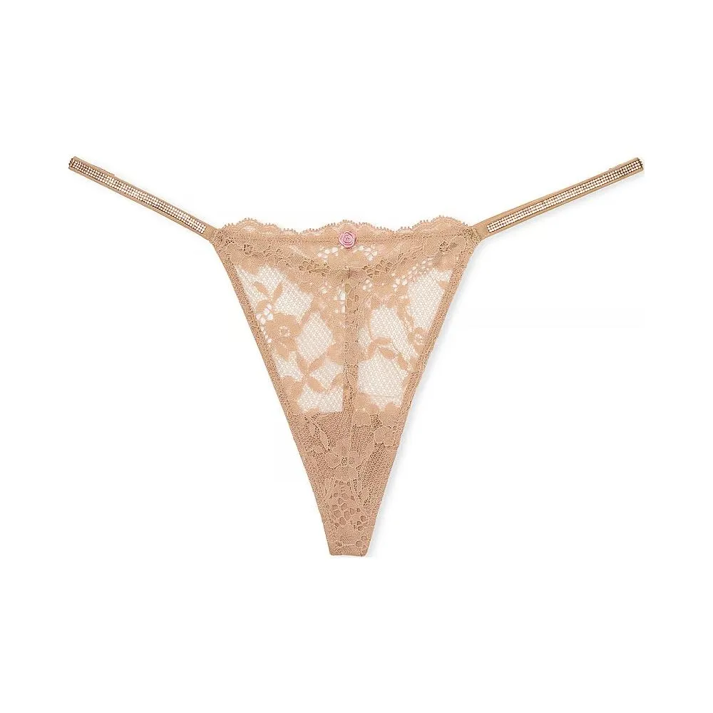 Victoria'S Secret VICTORIA'S Secret Dream Angels TWINKLE Strap Lace V STRING Panty P String Women's 1 Pack Praline