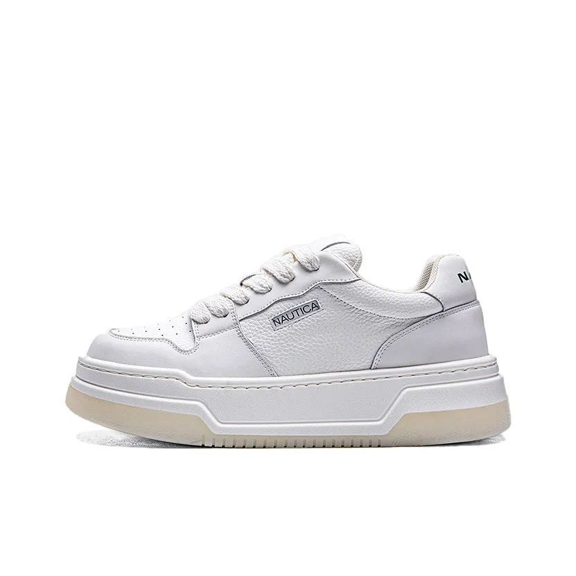 NAUTICA Slip Resistant, Abrasion Resistant, Breathable, Height Increasing Low Top Skateboard Shoes Women's White