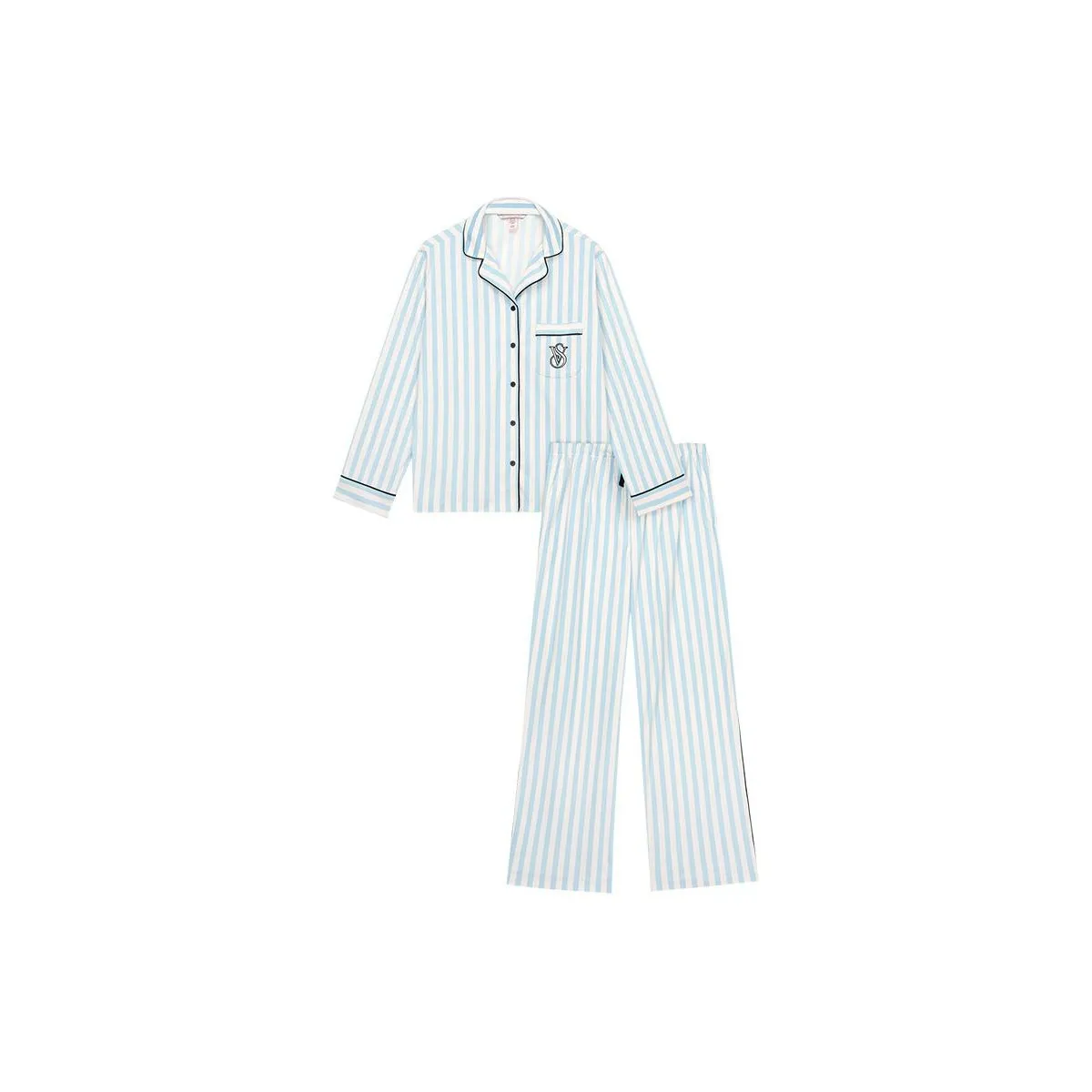 Victoria's Secret THE MIX Pajama Set Women's Aqua Blue Stripes