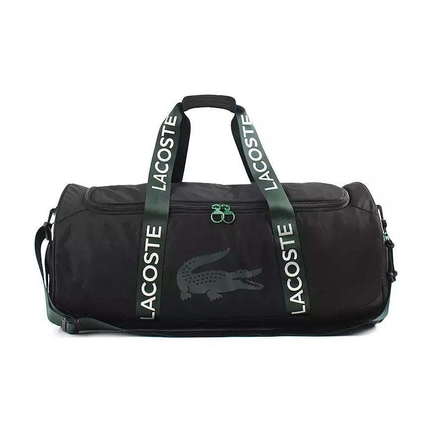 LACOSTE Polyester One Shoulder Crossbody Handbag, Travel Bag Regular Unisex Black & Green