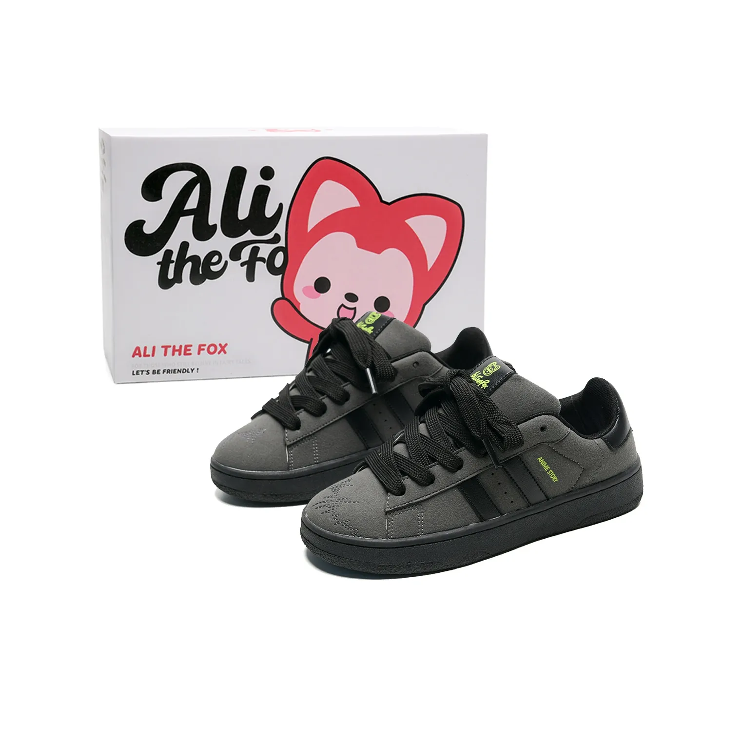 ALI THE FOX Slip Resistant Cushioning Abrasion Resistant Lightweight Low Top Skateboard Shoes Unisex Box Included