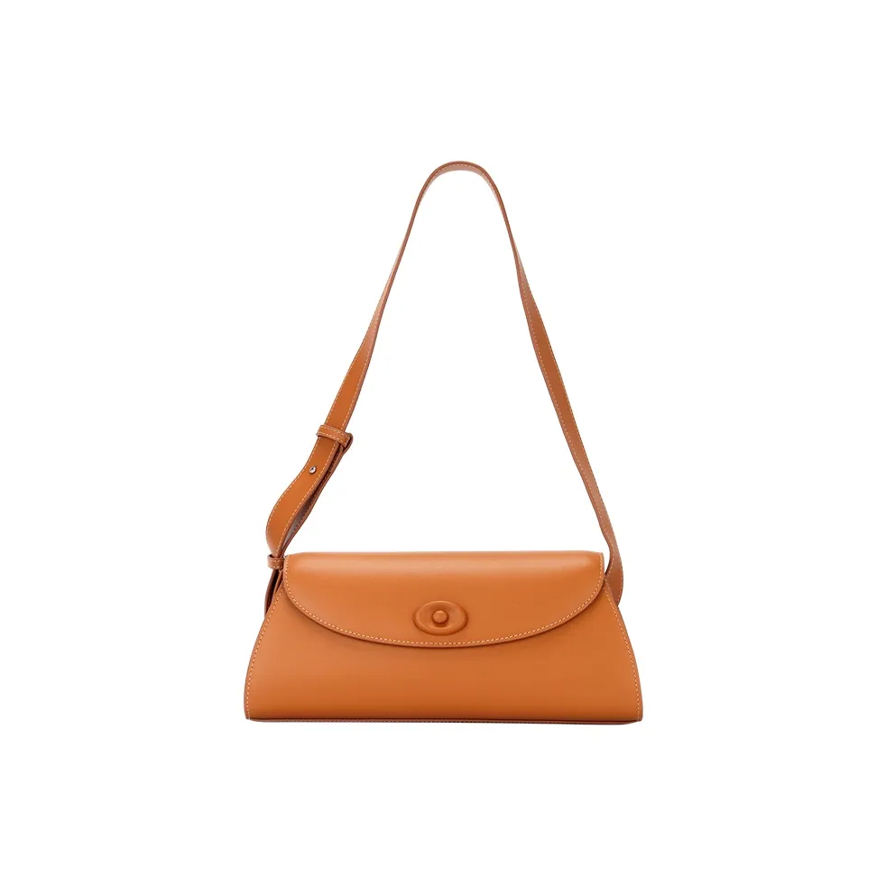 OMI Спилок коровьей кожи Подмышечный Сумка на плечо Стандартная Женская Карамель Экрю Черный Светло-синий