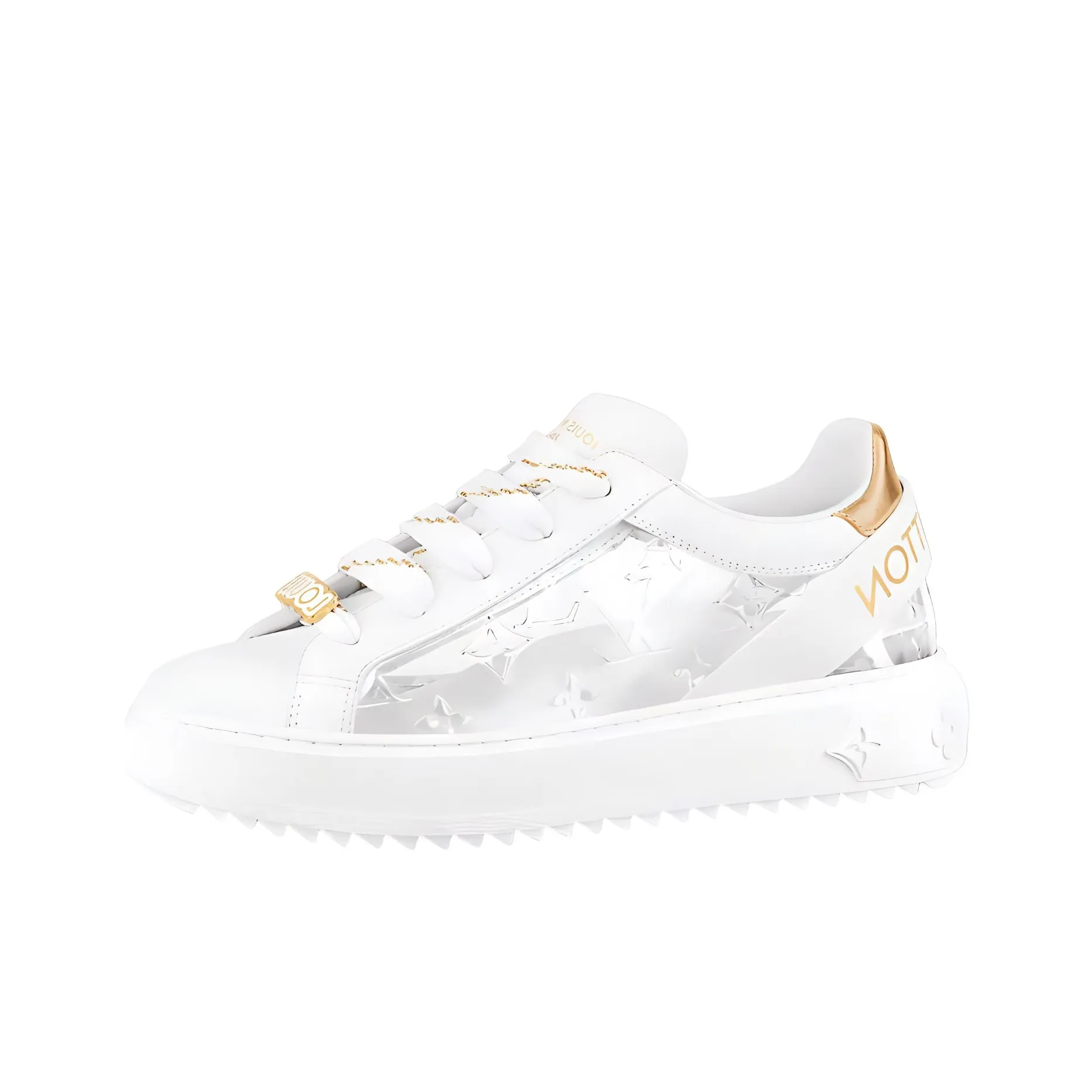 LOUIS VUITTON Time Out Debossed Monogram Transparent Upper White Gold Women's White Pink Socks Included