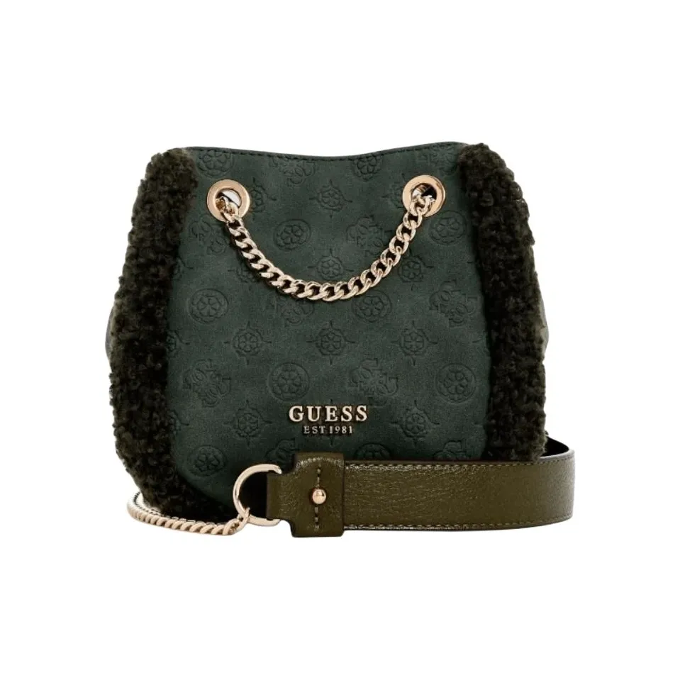 GUESS Faux Suede Shoulder Bag Crossbody Bag Women's Green