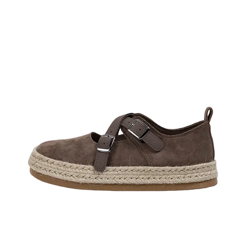 MINGKUANG Street Style Vintage Pastoral Anti Slip Wear Resistant Low Top Casual Shoes Women's Brown