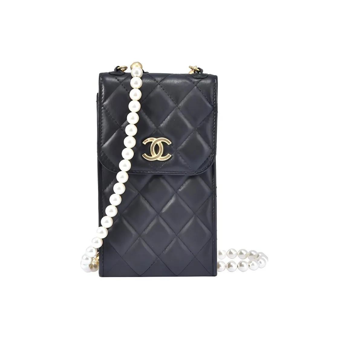 CHANEL Lambskin Shoulder Bag, Crossbody Bag, Cell Phone Pouch Mini Women's Black