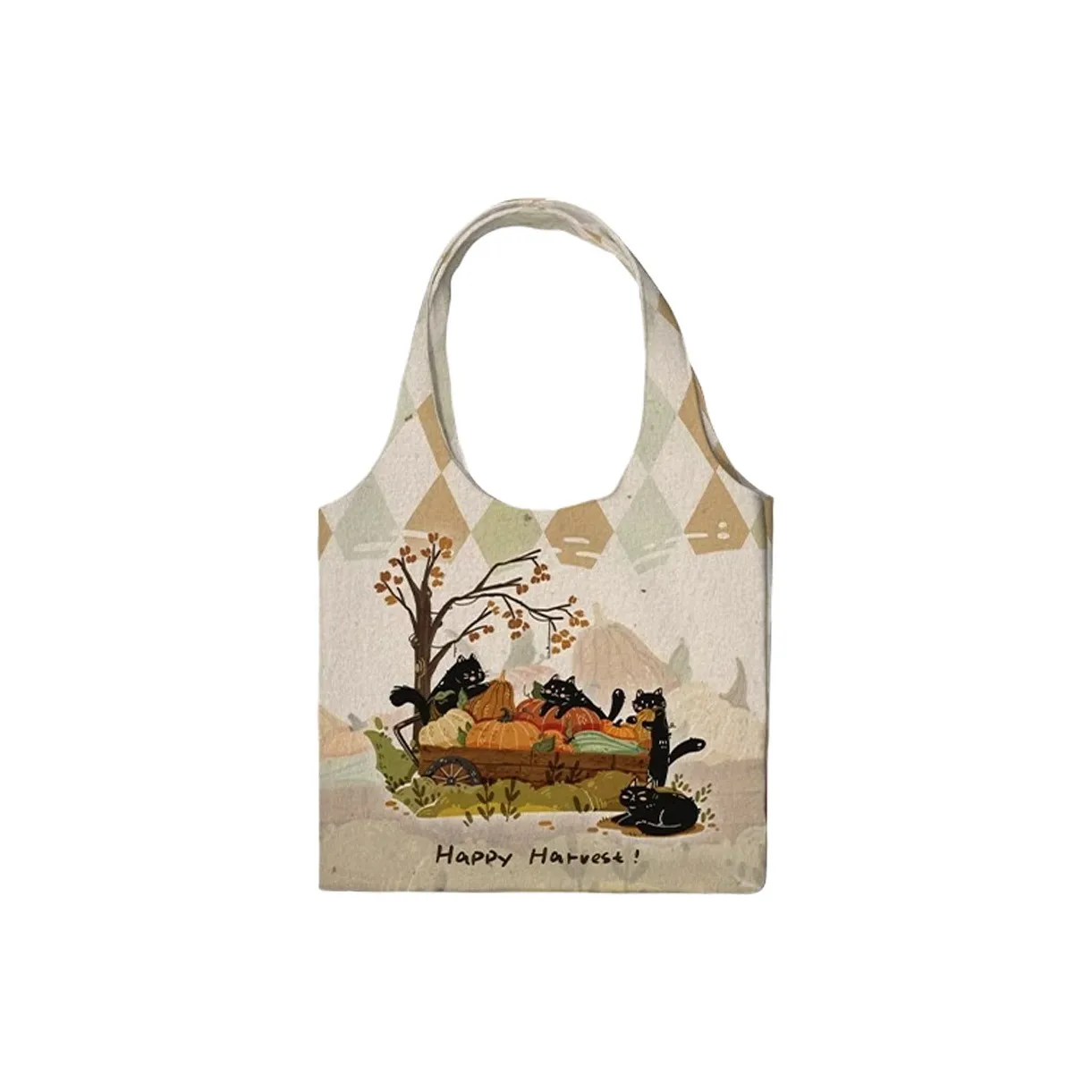 AOSONG Suede Technology Fabric Shoulder Bag Regular Unisex Pumpkin Cart