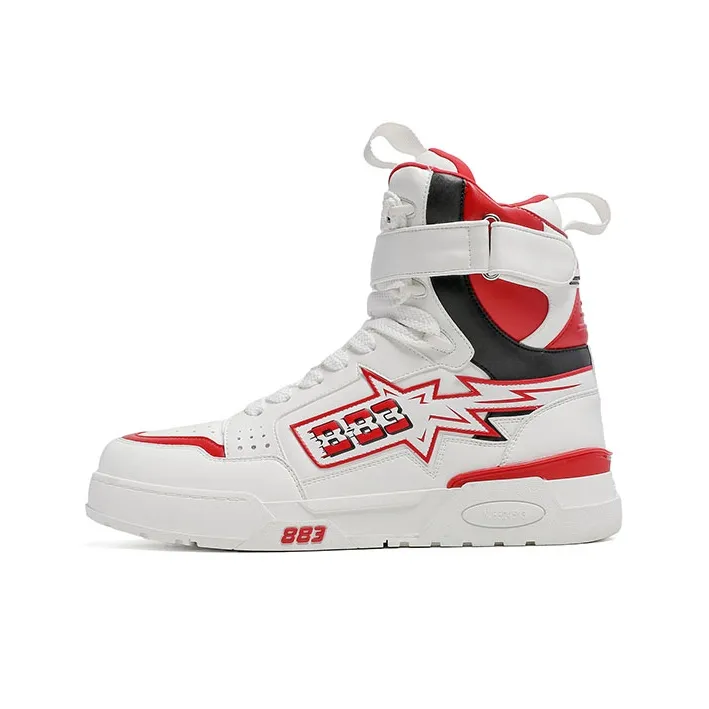 883 STAR Star Dance Shoes TRAINER Cushioned Wear-Resistant Slip-Resistant High-Top Skateboard Shoes Men's Red White