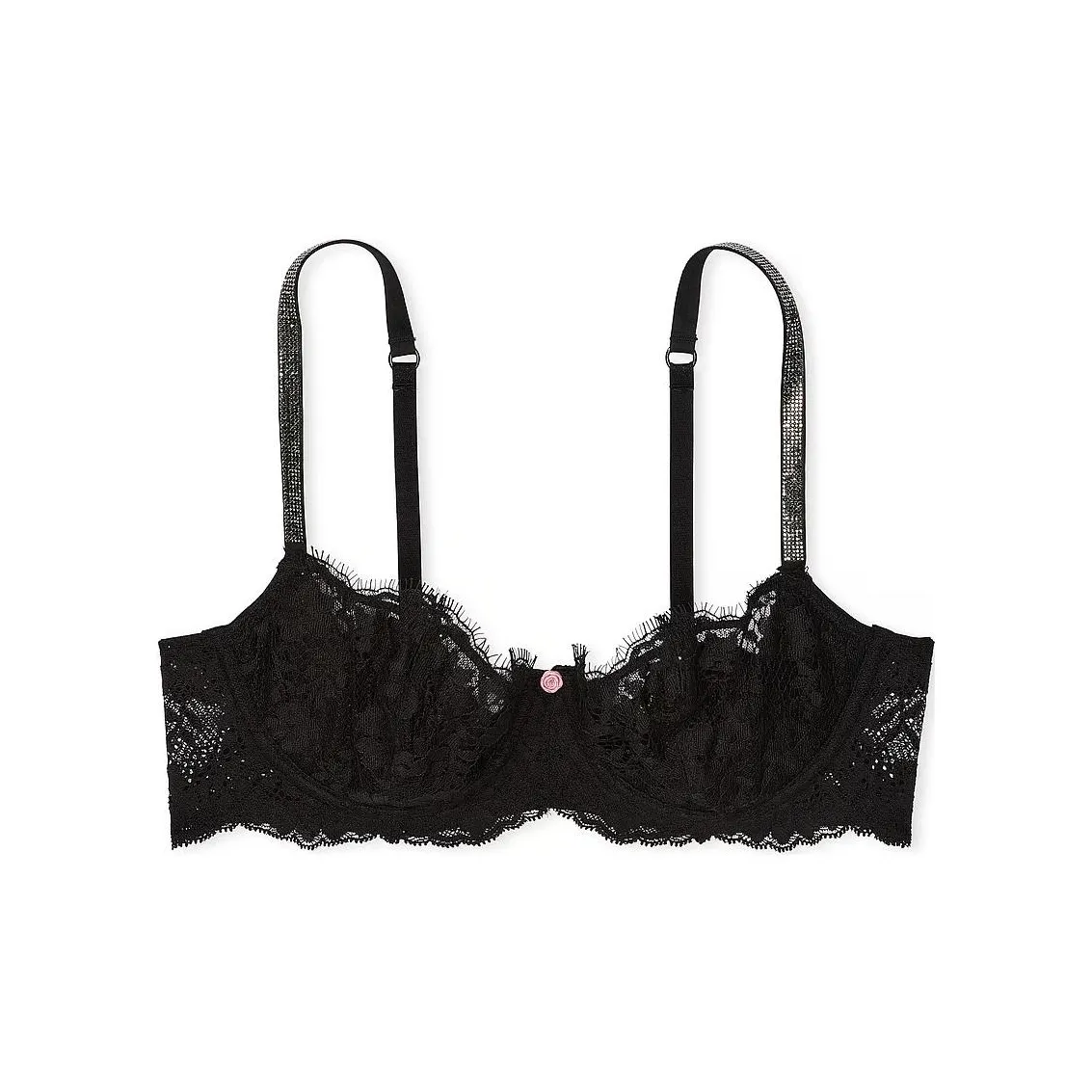 Victoria
s Secret 24 Big Show Collection DreamAngels Wicked Unlined Lily Embroidery Balconette/B Bra Women
s Black