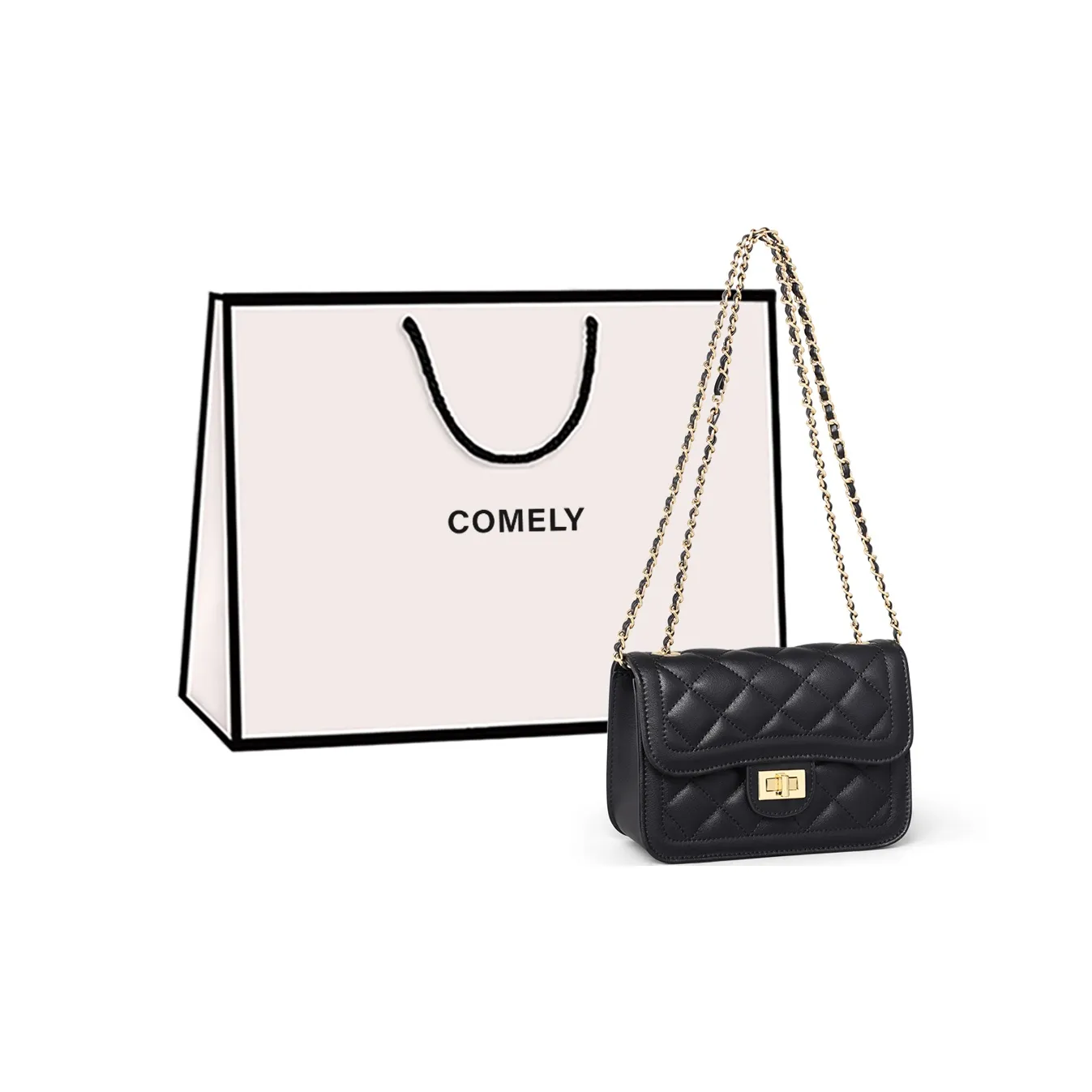 COMELY Коровья кожа Сумка через плечо Стандартная Женская Черный Экрю